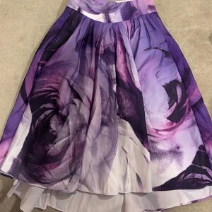 Chic Purple Floral A-Line Skirt
